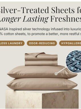 Miracle Made Luxe Self-Cooling Self-Cleaning Sheet Set Split King , 4-Piece Tan